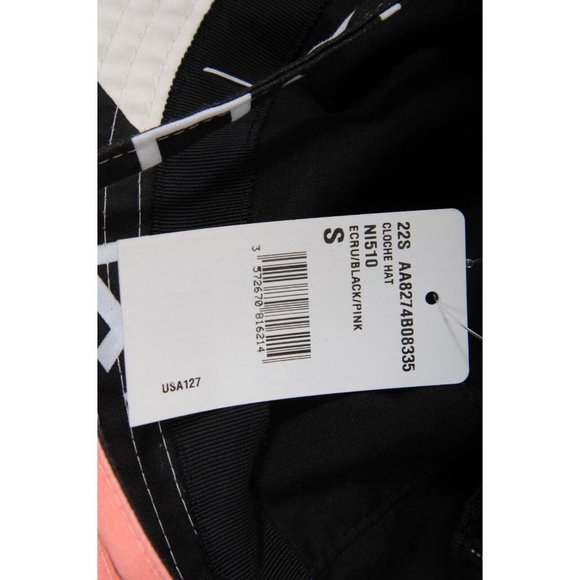 Chanel 22C CC Logo Bucket Hat Small S Pink White Black 100% Cotton Sun Cloche - Picture 14 of 16